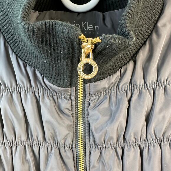 Calvin Klein Performance Puffer Vest Womens XL Black Zip Knit Smart Phone Pocket - Picture 5 of 9